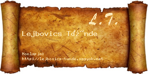Lejbovics Tünde névjegykártya